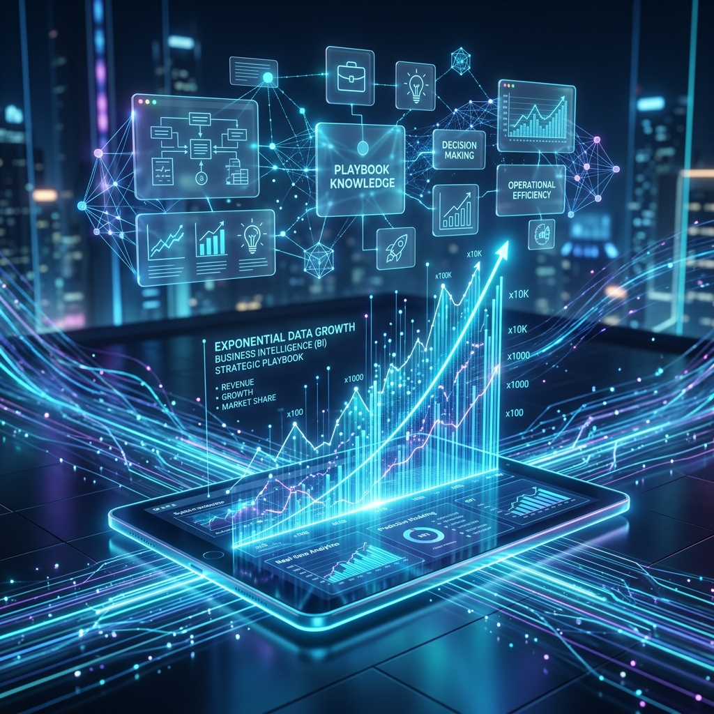 4X Studios exponential growth holographic tablet and charts rendering